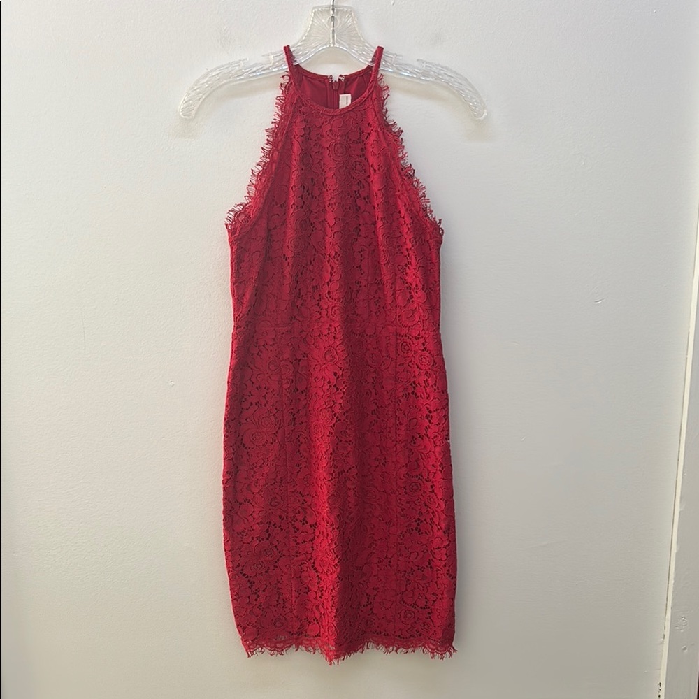 Red Lace Halter Dress